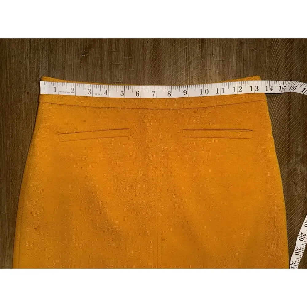 Ann Taylor Loft Mustard Yellow Knee Length Pleated Front Pencil Skirt Size 0